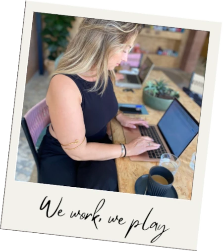 polaroid woman working